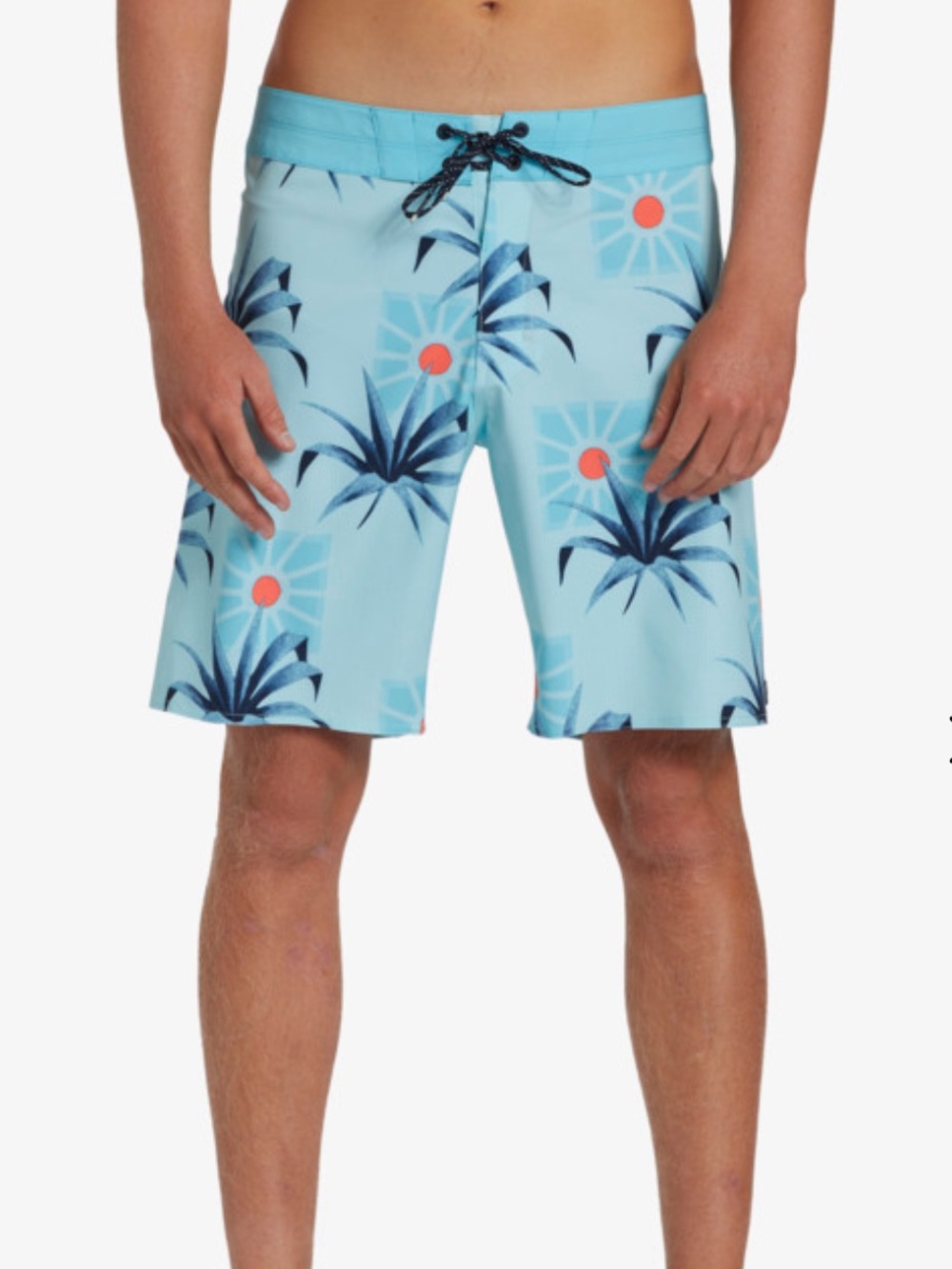 Billabong Sky Blue Palm Print Boardshorts with Coral Accents size 31 waist